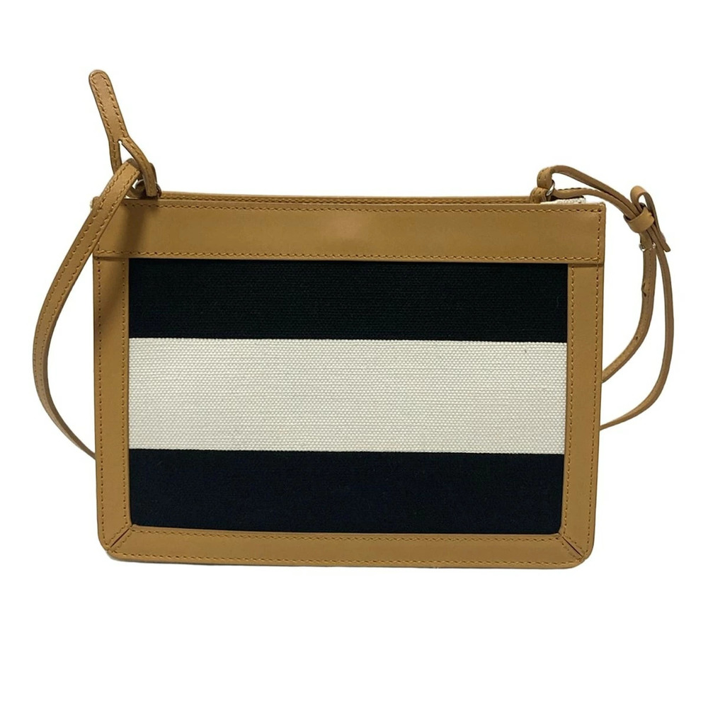 BALENCIAGA Navy Blue Pochette Shoulder Bag Black White Beige Leather - Picture 3 of 7